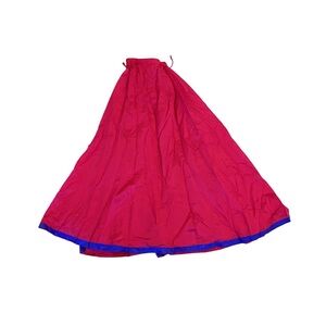 Vintage 1970's Maxi Hot Pink Blue Tie Skirt Ruffle Flare Extra Small Indian 70's